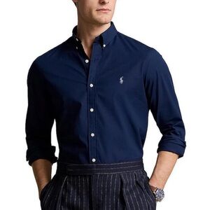 Men's Navy Blue Ralph Lauren Button Shirt Slim Fit